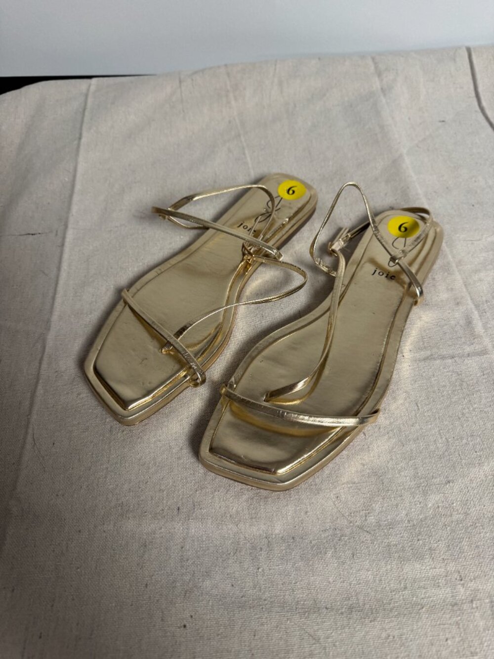 NWT Women’s 9 Joie Glory Metallic Gold Strappy Flat Sandals Shoes Flats